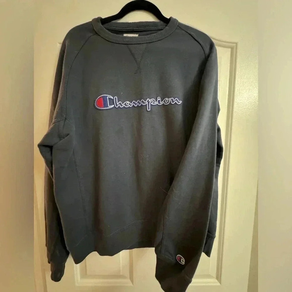 Vintage Champion Unisex Navy Sweatshirt Y2K Size XL Oversized Comfy Athlesuire - Picture 1 of 10